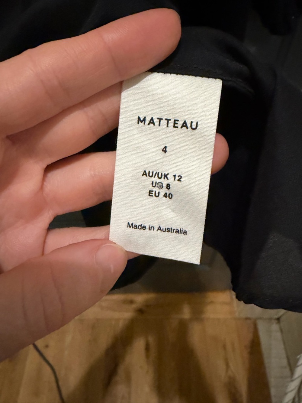 Matteau Cotton and Silk Mini Dress Black 4 (fits 6-8) - Picture 6 of 7